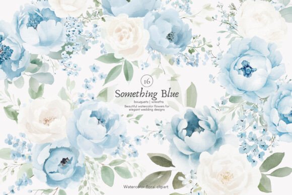 Download Watercolor Blue Florals Wedding Bouquets - Wedding Collection