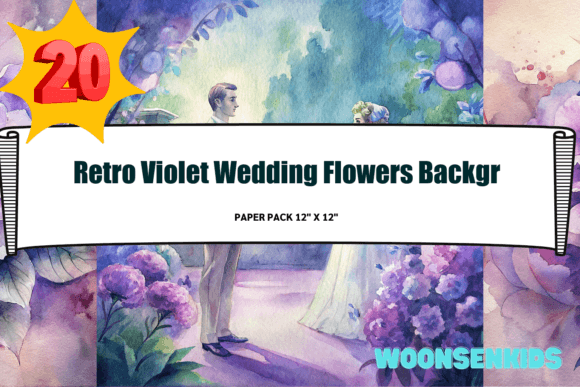 Download Top Retro Violet Wedding Flowers Background Watercolor Png Kdp Digital Paper - Wedding Collection