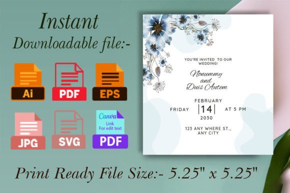 Download Blue Watercolor Florals Wedding Card - Wedding Collection