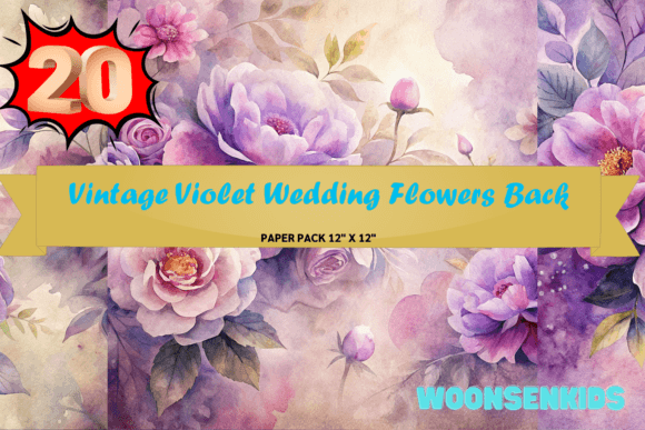 Download Beautiful Vintage Violet Wedding Flowers Background Watercolor Png Kdp Digital Paper - Wedding Collection